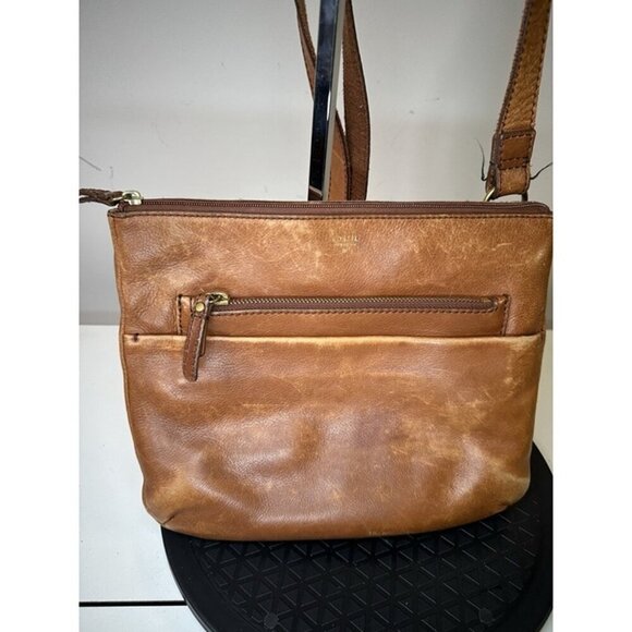 Fossil Explorer Crossbody Bag Purse Brown Cow Hide Leather Brass Hardware EUC - Picture 2 of 8